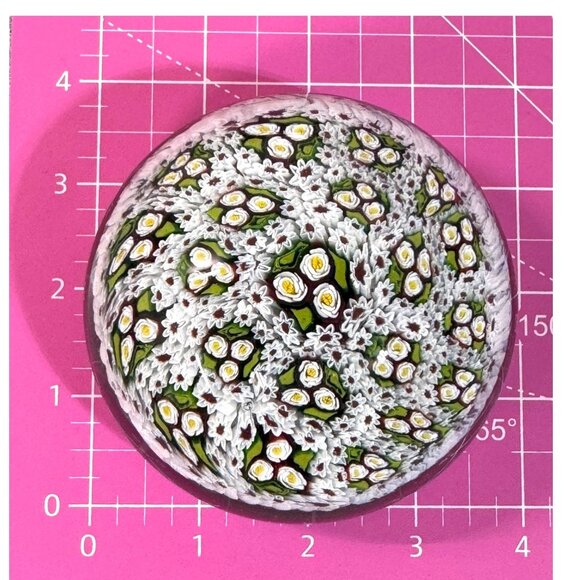 Murano Millefiori Art Glass Paperweight Canes Floral Vintage Handmade Italy 4" - Picture 5 of 7